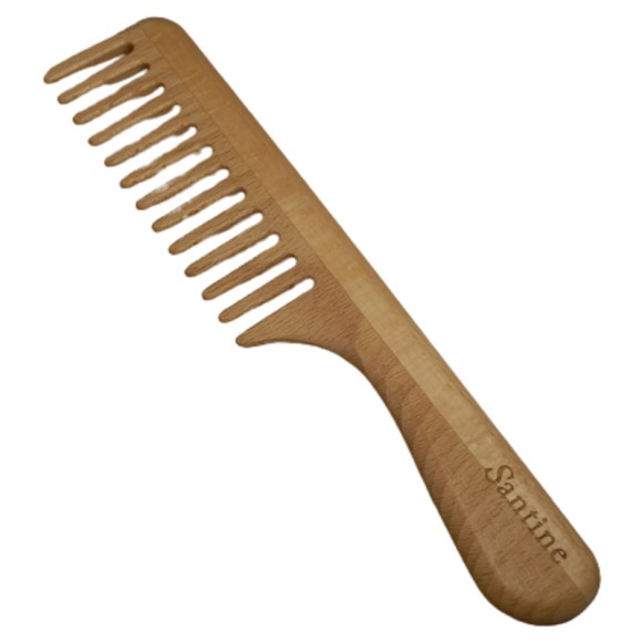 Peigne à manche pour cheveux mi-longs à longs, en bois, 19 cm